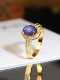 2.3ct Lavender Star Sapphire 18K Gold Ring in Halo Diamond