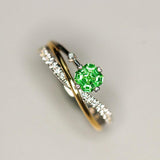 Tsavorite Asscher Cut & Diamond Infinity Ring - 18K White Gold
