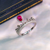 Pear-Shaped Ruby & Diamond Engagement Ring in 18K White Gold