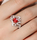 1.1ct Red Spinel & Diamond Ring - 18K White Gold