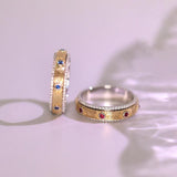 Ruby & Blue Sapphire Ring with Diamonds in 18K Yellow Gold