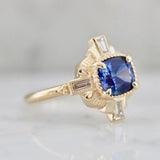 1.5ct Sapphire Horizontal Stone Art Deco Ring - 18K Yellow Gold