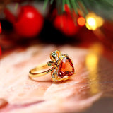 2.84ct Red Tourmaline Diamond Ring - 18K Yellow Gold