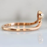 Icy Round Rose Cut Diamond 18K Rose Gold Chevron Ring