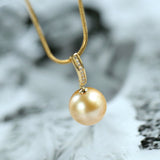 12mm Golden South Sea Pearl Necklace with Diamond in 18K Gold