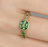 Bezel Set Tourmaline 18K Yellow Gold Ring with Free Form Design