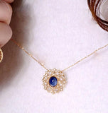 2.43ct Blue Sapphire & Diamonds Pendant in 18K Yellow Gold
