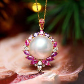 Mabe Pearl & Sapphire Cluster Necklace - 18K Yellow Gold