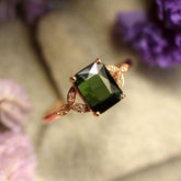 3.5ct Green Tourmaline & Diamond Ring in 18K Yellow Gold