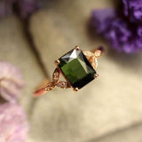 3.5ct Green Tourmaline & Diamond Ring in 18K Yellow Gold
