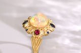 Opal Ruby 18K Gold Vintage Ring with Sapphire