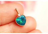 Blue Opal Heart-Shaped Pendant in 18K Yellow Gol