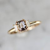 Emerald Cut Salt and Pepper Diamond 18K Gold Engagement Ring