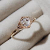 Rose Cut White Sapphire Stackable Ring in 18K Yellow Gold