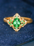 Tsavorite Free Form Ring in 18K Yellow Gold
