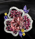 4.73ct Pink Spinel Pear Platinum 950 Flower Design Ring