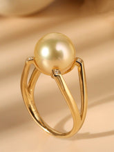 Stunning Golden South Sea Pearl Valentina Ring with Diamond - 18K Gold