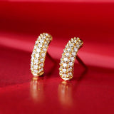Semicircle Design Diamond Earrings in 18K Yellow Gold