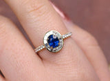 Art Deco Sapphire & Diamonds 18K Yellow Gold Ring