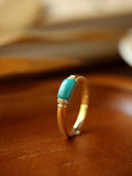 Vintage-Style Turquoise Saddle Ring in 18K Yellow Gold