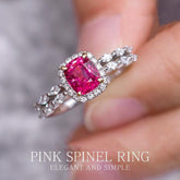 Pinkish Red Spinel Platinum 950 Ring with Eternity Marquise Diamonds