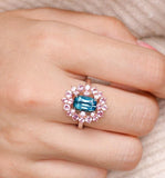 Cluster Blue Tourmaline Sapphire 18K White Gold Ring