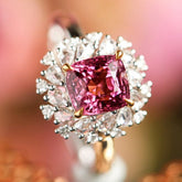 1ct Pink Red Spinel & Diamond Cluster Ring - 18K White Gold