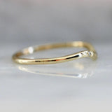 White Diamond Chevron Ring in 14K Yellow Gold