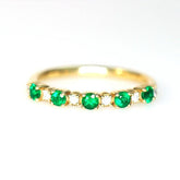 Five Emerald & Diamond Stacking Ring in 18K Yellow Gold