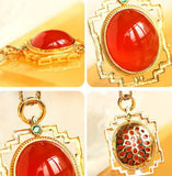 18K Gold Oriental Necklace with Southern Red Agate