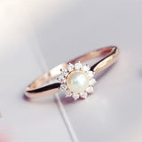 Akoya Pearl & Diamonds Halo Ring in 18K Yellow Gold