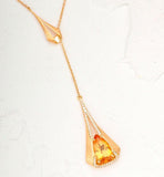 Imperial Topaz & Diamonds Necklace in 18K Yellow Gold