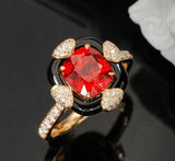 2.05ct Jadi Spinel 18K Gold Statement Ring with Black Agate