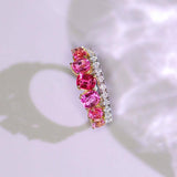 Pink Spinel & Diamond Engagement Ring - 18K Two Tone Gold