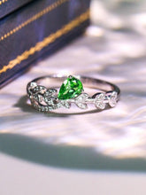 Flower Design Tsavorite Pear Shape Ring with Diamond in 18K Gold