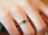 Emerald & Diamond Stackable Engagement Ring in 18K Gold
