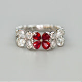 Four Leaf Clover Ruby & Emerald Ring with Diamonds in 18K Gold