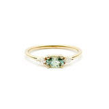 Peacock Green Sapphire 18K Wedding Stacking Ring with Diamonds
