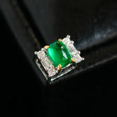 Emerald Cabochon & Diamond 18K White Gold Necklace