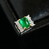 Emerald Cabochon & Diamond 18K White Gold Necklace