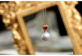 Ruby & 12mm South Sea Pearl Pendat in 18K Yellow Gold