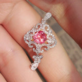 Pink Peach Sapphire Trillion Cut 18K Gold Pendant with Diamonds