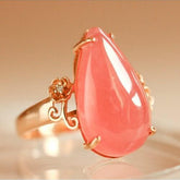 11ct Rhodochrosite Teardrop Cut & Diamond Ring in 18K Gold