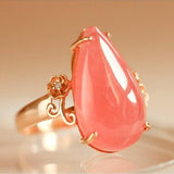 11ct Rhodochrosite Teardrop Cut & Diamond Ring in 18K Gold