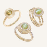 2 Style + Chrysoberyl Cat's Eye 18K Brush Finish Ring