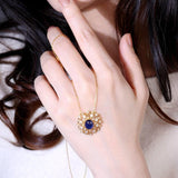 2.43ct Blue Sapphire & Diamonds Pendant in 18K Yellow Gold