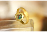 Turquoise Engraved 22K Chunky Gold Vintage Ring