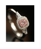 Pink Diamond Cushion Cut Wedding Ring - 18K White Gold