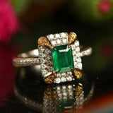 1.02ct Emerald Diamond Statement Ring in 18K White Gold