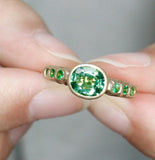 Bezel Set Tourmaline 18K Yellow Gold Ring with Free Form Design